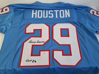 Camiseta de futebol personalizada assinada por Houston Oilers, K. Houston com HOF'86 - (CERTIFICADO DE AUTENTICIDADE SS) nova - Imagem 1 de 4