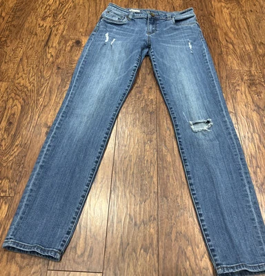 Pantalones de mezclilla Kut From the Kloth talla 8 Diana ajustados medianos azules lavados elásticos desgastados Foto 1 de 4