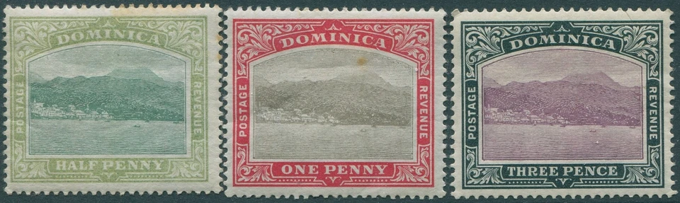 Dominica 1903 SG27-31 KGV Roseau crown CC wmk (3) few toned perfs/spot MH (amd) - Image 1 of 1