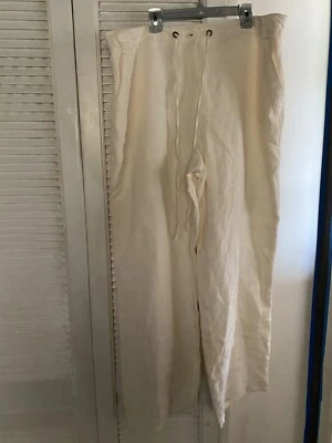 Pantalones JM Collection Mujer Talla 18 Beige 100% Lino Cordón Bolsillos Forrados Foto 1 de 4