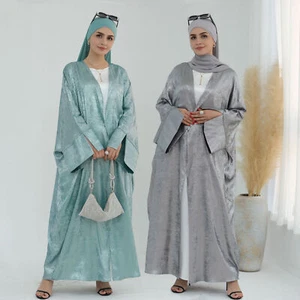 Maxi Vestido Cárdigan Musulmán Ramadán Dubai Abaya Abierto Mujeres Kimono Caftán Marroquí - Imagen 1 de 42
