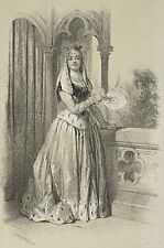 Isabeau Of Bavaria (1370-1435) Queen de France Lithography Of 1848 19th