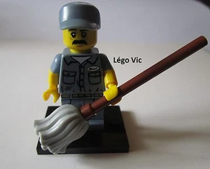 LEGO 71011 -9 Minifig Figurine Série 15 Janitor Agent entretien + socle  - Foto 1 di 2