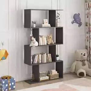 Librería en forma de S 4 niveles estantería estante de exhibición soporte de almacenamiento de libros estantes hogar - Imagen 1 de 19