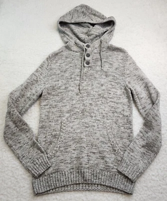 Suéter masculino Urban Pipeline Henley com capuz S cinza malha bolso casual relaxado - Imagem 1 de 4