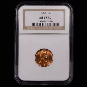 1958 Lincoln Wheat Cent 1c - NGC GRADED MS67 RD - WOW!!! - Picture 1 of 4