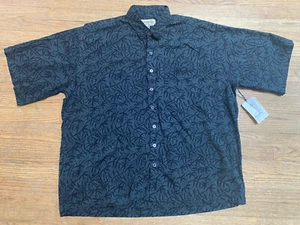 Johari West Natural Leisure Shirt Black Gray 4XL Hawaiian Short Sleeve Designer - Picture 1 of 6