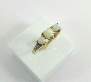 9ct Gold Opal Ring Diamond Hearts Hallmarked NEW Size L 1/2 with gift box - Picture 1 of 5