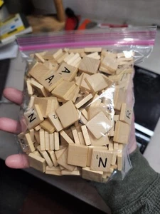 Vintage Wooden Scrabble Tiles Large Lot of 300 Letters Craft Scrapbook Jewelry - Picture 1 of 2