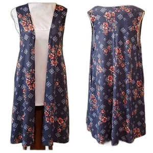 NEU Honig & Spitze | Blumenmuster ärmelloser Kimono-Staubsauger Damen Größe S *hat Taschen* - Bild 1 von 6