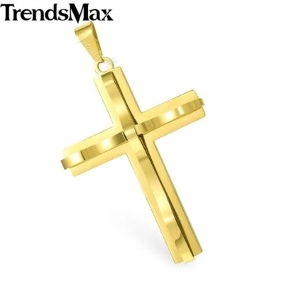 Gold Filled Pendant Necklace Stainless Steel Elizabeth Virgin Mary Charm Cross - Image 1 of 4