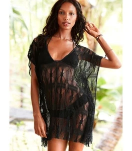 Victoria's Secret Crochet Beach Cover-up Black XS/S - Picture 1 of 1
