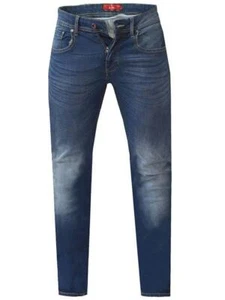 Pantalones de mezclilla elásticos de corte cónico AMBROSE-KS-D555 en azul oscuro - Imagen 1 de 4