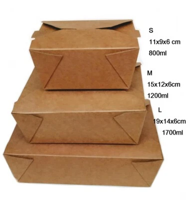 Menüboxen Foodboxen Lunchbox Take-Away Einweg Hartpapierbox Pappe - Bild 1 von 4