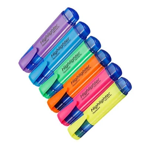 6Pcs 6 Colors Highlighter Pen Water Based Broad Tip Writing Marker Pens 113x24mm - Picture 1 of 6