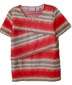 Alfred Dunner Top S Cute Embellished Sequins Neckline Tee Shirt Womens Small - Picture 1 of 6