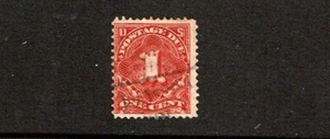 1895-7 U.S. POSTAGE DUE Numeral 1c Deep Claret Sc#J38 Used Pen Cancel - Picture 1 of 1