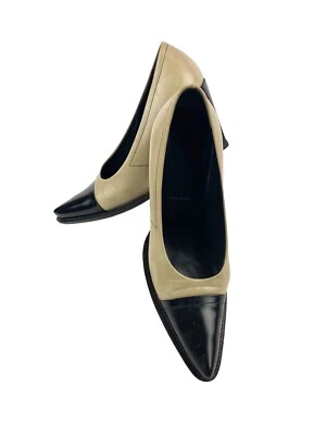 Zapatos de salón clásicos Prada con puntera puntiaguda para mujer beige negro tacón bloque dos tonos S 6,5 Foto 1 de 4
