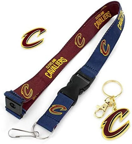 Cleveland Cavaliers Reversible Lanyard, Logo Pin, Metal Keychain Gift Bundle Cover