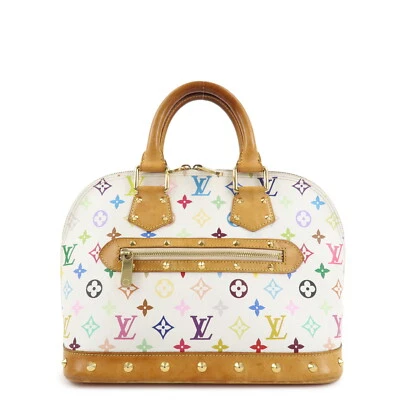 Louis Vuitton Monogram Multicolor Alma Hand Bag Blanc M92647 Authentic Used F/S - Image 1 of 4