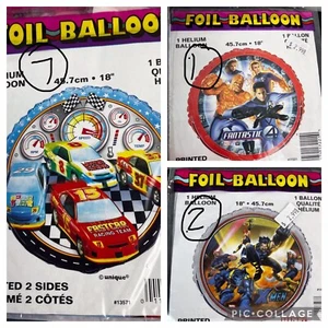 (10) Lot Mylar Foil Balloons-(2) X-Men~(1) Fantastic 4~(7) Racing Team Cars - Picture 1 of 4