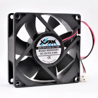 RDV8025B1 80mm 80x80x25mm 12V 0.80A  2pin double balls high-volume cooling fan - Image 1 of 3