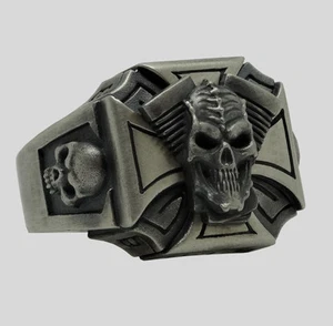 Anello Biker Teschio Harley Argento Sterling .925 Davidson Forma V Motore di UNIQABLE - Foto 1 di 12