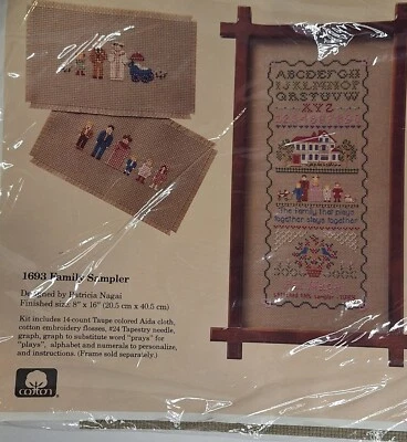 Creative Circle 1693 Family Sampler Punto de Cruz Kit Patricia Nagai 8 x 16 pulgadas Foto 1 de 3