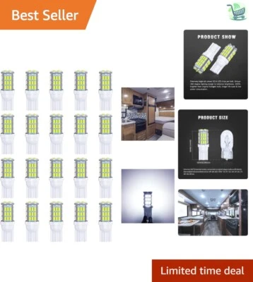 Universal Fit 20-Pack Cool White LED Replacement Bulbs - 3014 High Brightness - Image 1 of 4