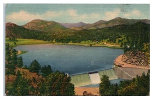 Evergreen Dam und See in Bear Creek Canon Evergreen Colorado ca. 1940er Postkarte - Bild 1 von 2