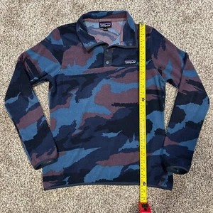 Patagonia Pullover Mens S Blue Purple Micro D Snap-T Fleece Camo 1/4 Snap Hike - Picture 1 of 8