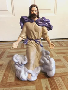 Jesus Christ Vtg Ceramic Hand Painted Figurine The Ascension In Clouds 10x6.5 - Picture 1 of 4