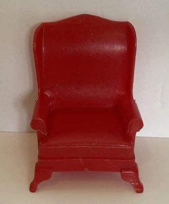 Sillón vintage de plástico rojo para casa de muñecas Marx de los años 50 Foto 1 de 4