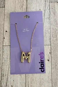 M Initial Bubble Necklace NWT Claire’s Gold 16" Gift - Picture 1 of 5