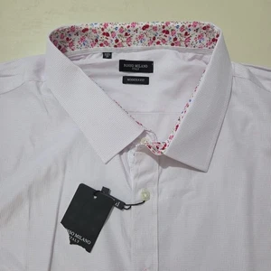 NWT Rosso Milano Italy Mens Modern Fit 3XL Mens Pink Short Sleeve Dress Shirt T2 - Picture 1 of 11