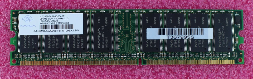 NT256D64S88C0G-5T - Nanya 256MB PC3200U DDR Memory - Image 1 of 1