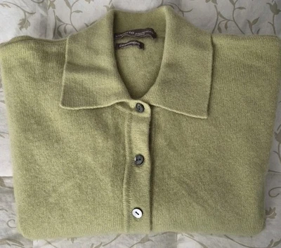 Vintage Valerie Separates 100% Cashmere Collared Button Cardigan Green Petite M - Image 1 of 4