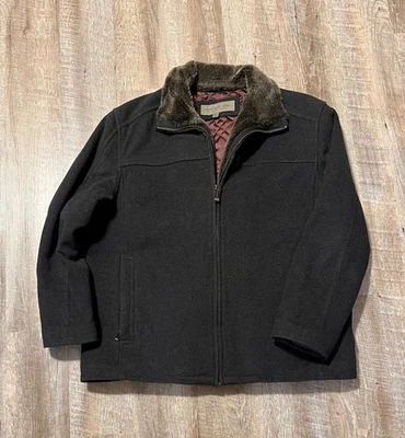 Andrew Marc New York Wool Coat Faux Fur Lined Collar & Placket Gray Size XL - Image 1 of 4