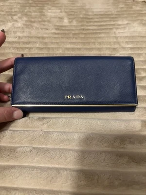 Navy Blue Prada Saffiano Leather Continental Flap Women’s Wallet - Image 1 of 4