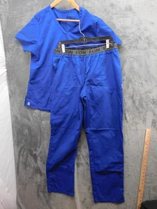 EON by Maevn Scrub Set Womens Large/L Tall Royal Blue V-Neck Top Elastic Pants - Picture 1 of 20