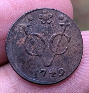 1749 Dutch Netherlands Voc 1/2 HALF Duit Holland GRADE Small Coin_z390 - Picture 1 of 6