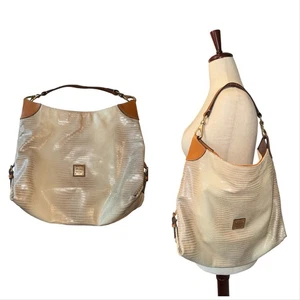 Dooney & Bourke Lizard Embossed Suede Shoulder Bag | Neutral Tan | 16x14x4.5 - Picture 1 of 12