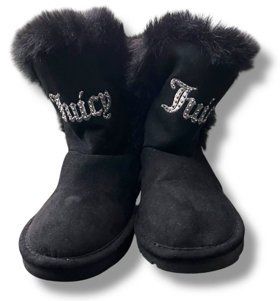 Juicy Couture Niñas Botines Zapatos Talla 10 M Plateados Lazos y Acento Brillante Negro Foto 1 de 4