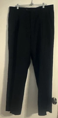 Vintage Harris Richard  Black Dress Pants Pleated 36x30 Wool Polyester  VEUC - Image 1 of 4