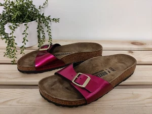 BIRKENSTOCK MADRID PINK SANDALS UK 5 EU 38 METALLIC ONE STRAP SLIP ON WOMENS - Picture 1 of 7
