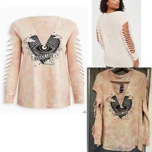 New Torrid 3 (3X 22/24) Pink Tie Dye Radiate Love Punk Slash Tattoo Tee T Shirt - Picture 1 of 1
