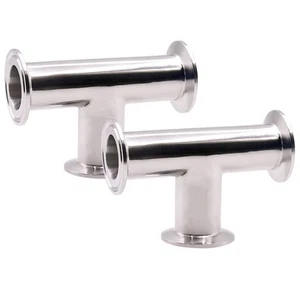 2 Pack Clamp Tee 3 Way Stainless Steel 304 Sanitary Fitting Fits 1.5" Tri-cla... - Picture 1 of 6