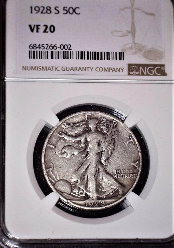 1928-S Walking Liberty Fifty Cent, NGC VF20. Tough Date, Issue  Free - Image 1 of 2