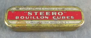 Antique 1910's "Steero" Bouillon Cubes Tin 1" x 3.25" Antique Tin Can Box - Picture 1 of 3