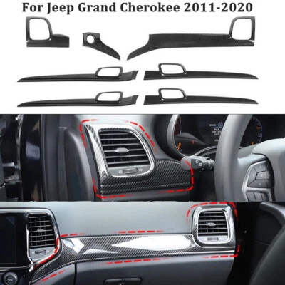 Kit de tapicería de cubierta de manija de puerta de panel de instrumentos 7x para Jeep Grand Cherokee 11+ carbono Foto 1 de 4